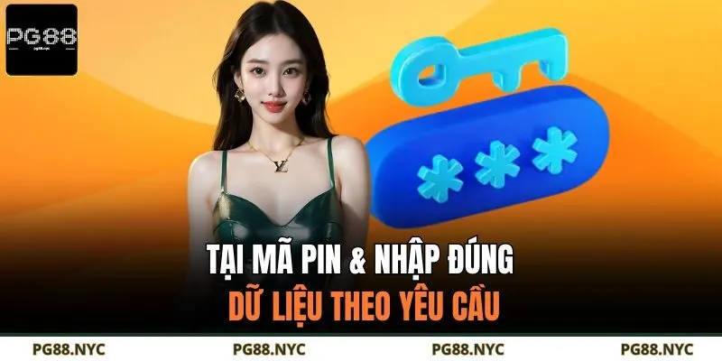 Tại mã PIN & nhập đúng dữ liệu theo yêu cầu